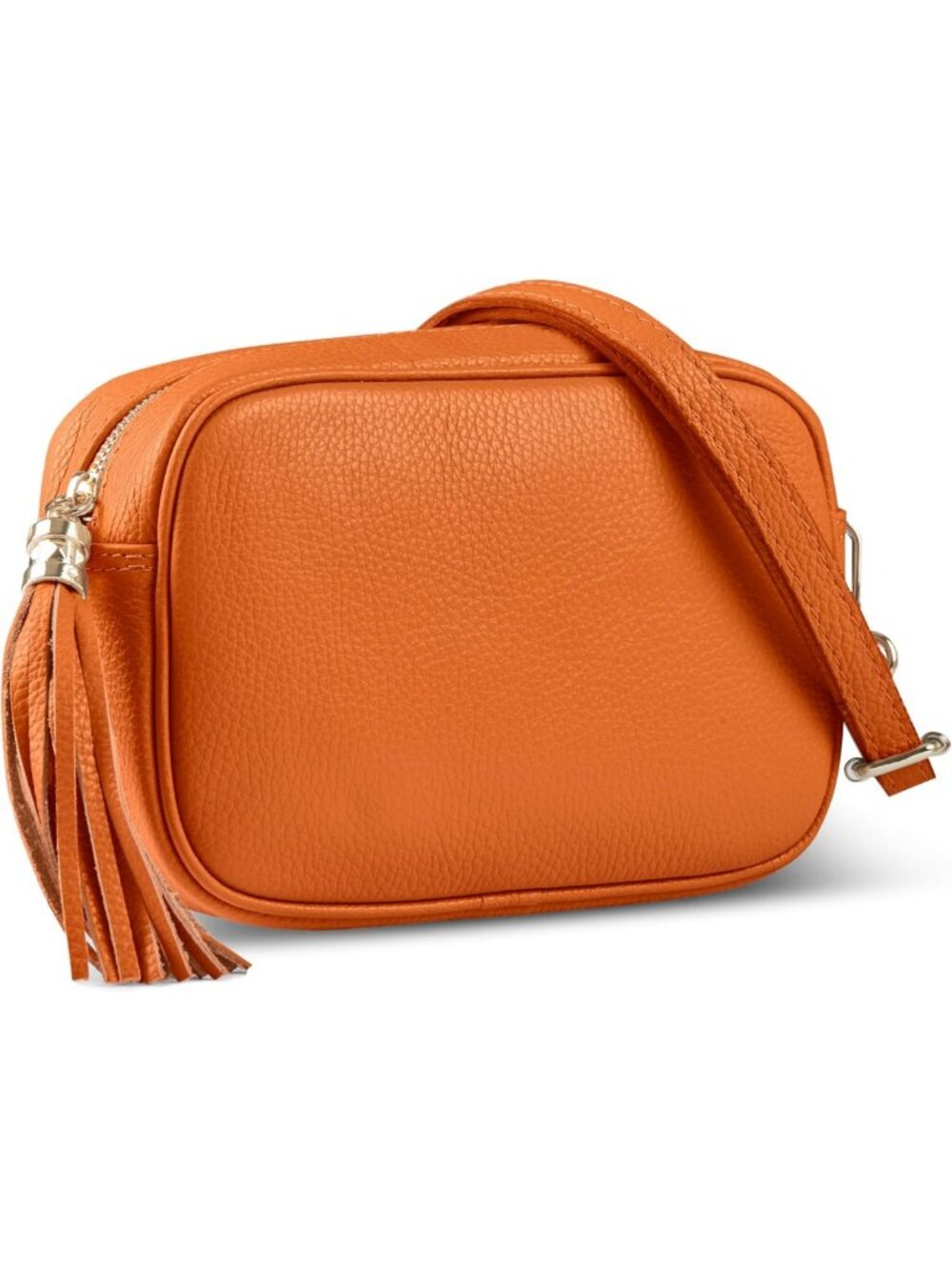 Stylish Orange Full-Grain Leather Crossbody Bag for Women - Small Purse, Chic